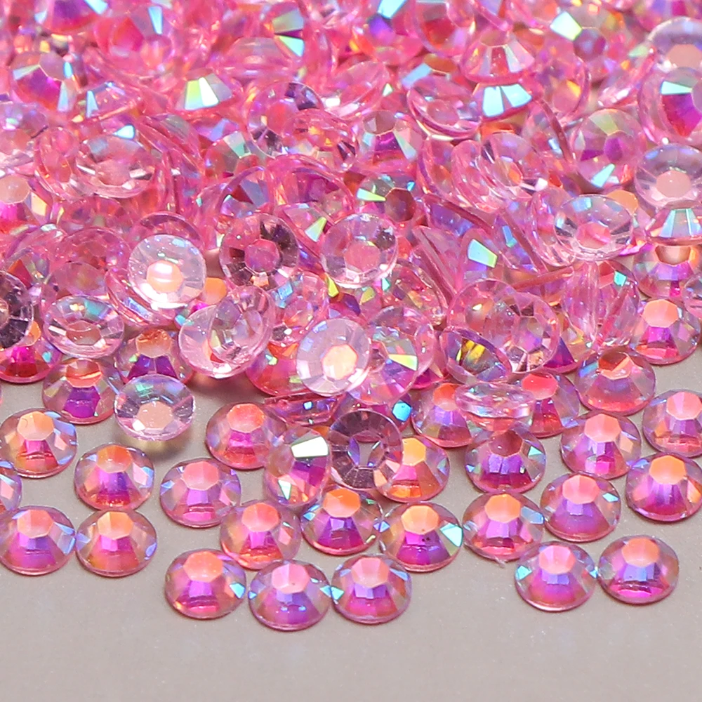 2-4mm şeker renkler AB şeffaf tırnak sanat Rhinestones yuvarlak reçine Flatback Glitter Strass taşlar DIY 3D tırnak sanat süslemeleri