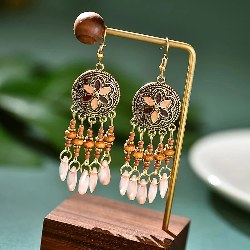 Bohemian ethnic style retro Indian women's earrings image 5