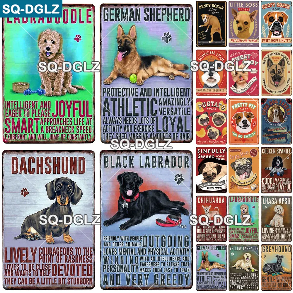 [SQ-DGLZ]Hound/Dachshund/German Shepherd/Labrador/Lhasa Apso/Labradoodle/Chihuahua/Cocker Spaniel Metal Sign Friend Plaques