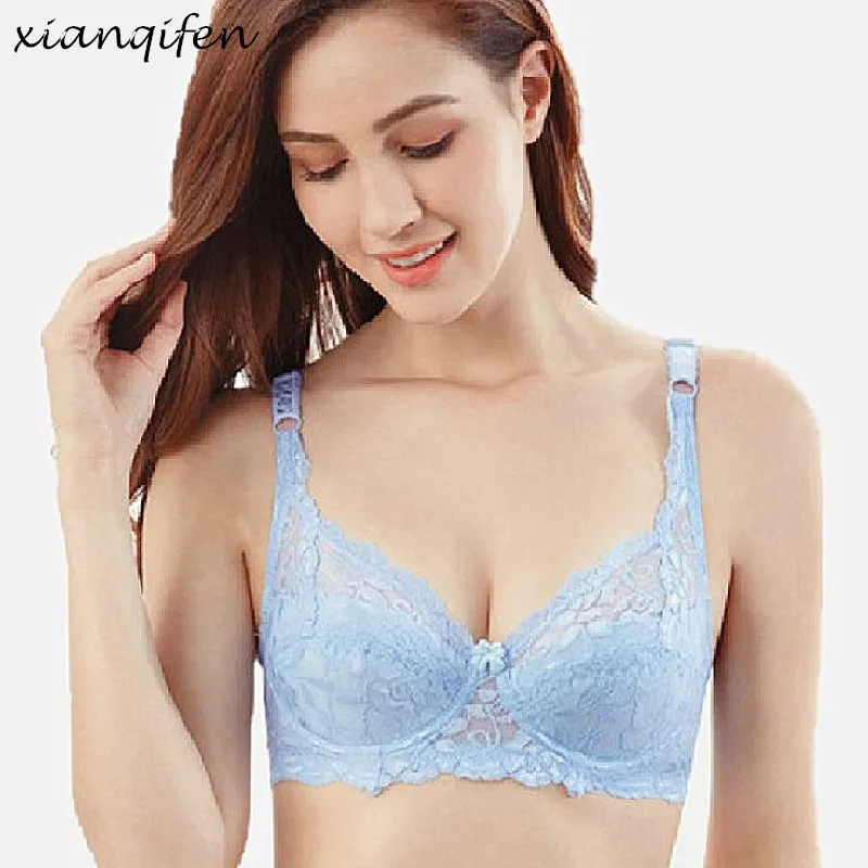 

Xianqifen plus size bras for summer women's bralette lace underwire plus size brassiere girl top bh BCD 36 38 40 lingerie thin