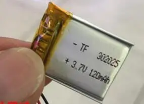 Bateria De Lítio De Polímero, Bateria Recarregável Li-po, MP3, Bluetooth, Rastreador GPS, Gravador, 3.7V, 302025, 120mAh, 2Pcs por Lote