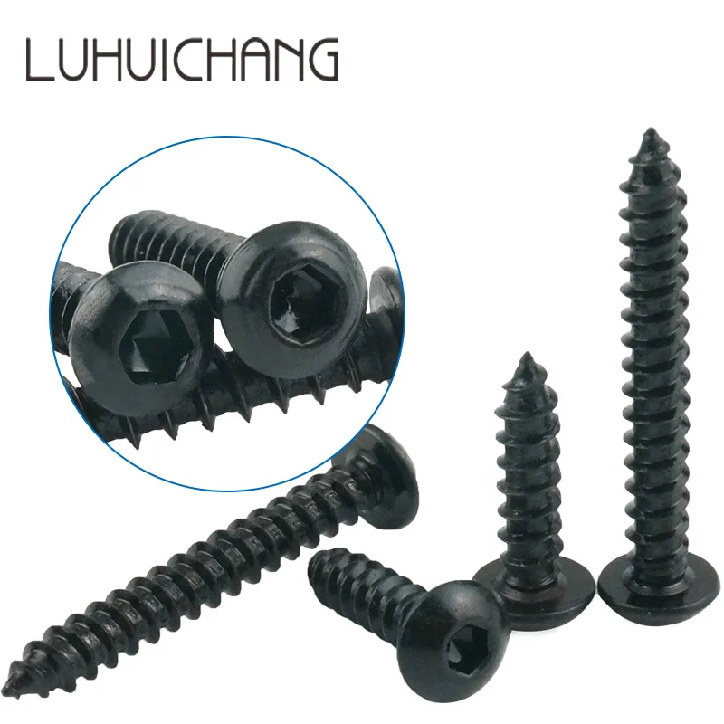 GB/T 8.8 degree M3 M4 M5 M6 BLACK Round Head Hexagon Head Cup Model Self-tapping add hard sound carbon steel screws