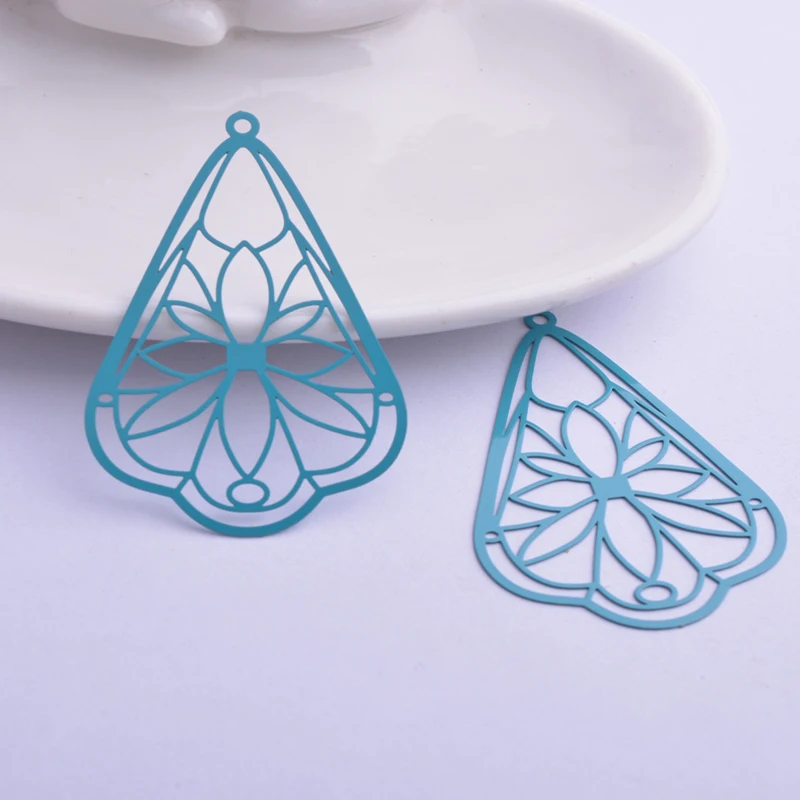 30 Stück AB6265 30*50mm Filigrane Blumenanhänger DIY Ohrring Anhänger Hängender Schmuck Dekoration – Detail 5