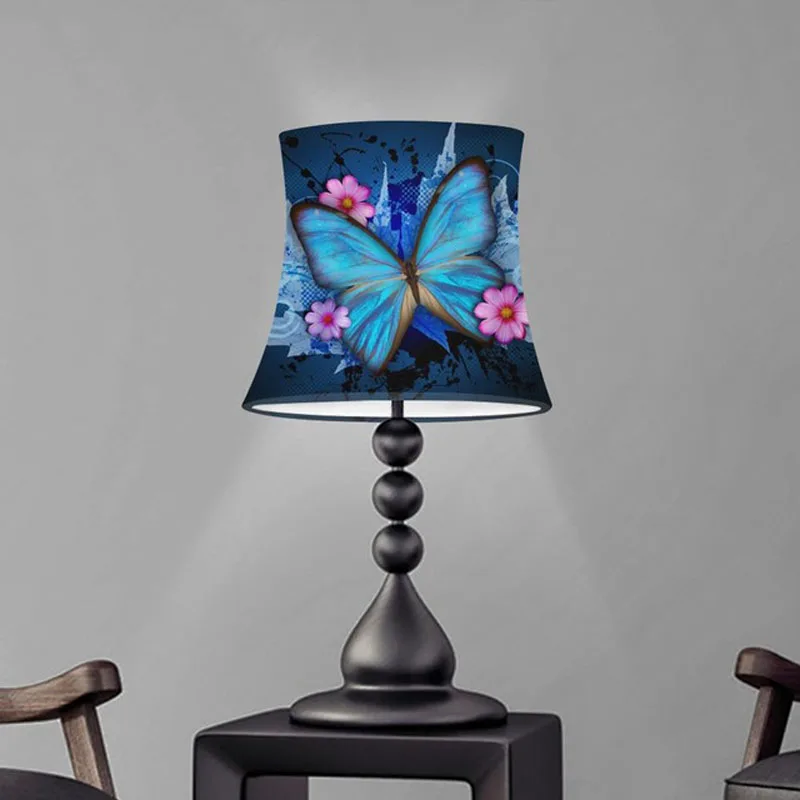 2025 Blue Butterfly 3D Print Table Lamp Shade Cover Elastic Cloth Lampshade for Wall Lamp and Floor Light Art Decor Lamp Covers