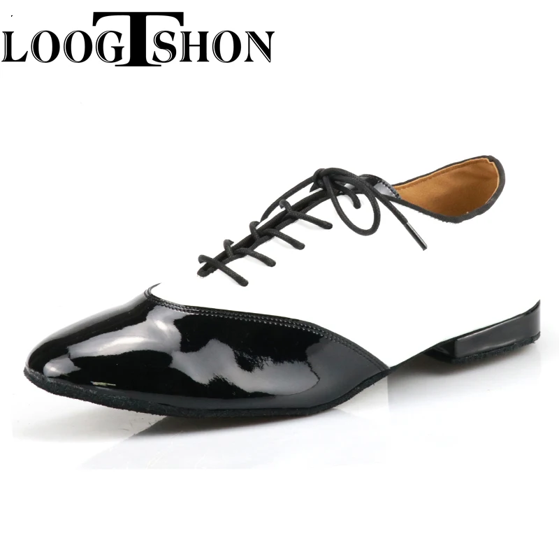 Men\'s  Leather Ballroom Dance Shoes Modern Dance Shoes Tango Party Wedding Dance Shoes Black White Color Matching Soft Bottom