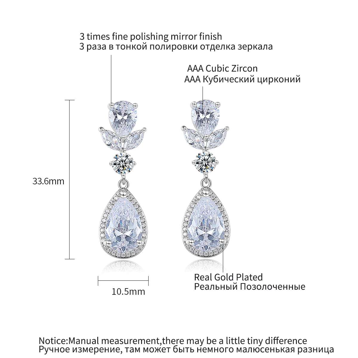 LOUTEEMI Clear AAA High Quality Cubic Zircon Drop Earrings for Women Wedding Bridal Engagement Earring Lily Cute Flower Jewelry