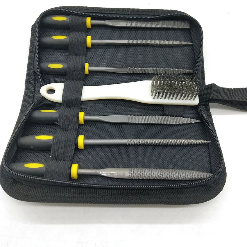 Piccolo Set di lime, lime diamantate ad ago 7 pezzi, per lavori di precisione in metallo, lavorazione del legno, artigianato in plastica con spazzola in acciaio