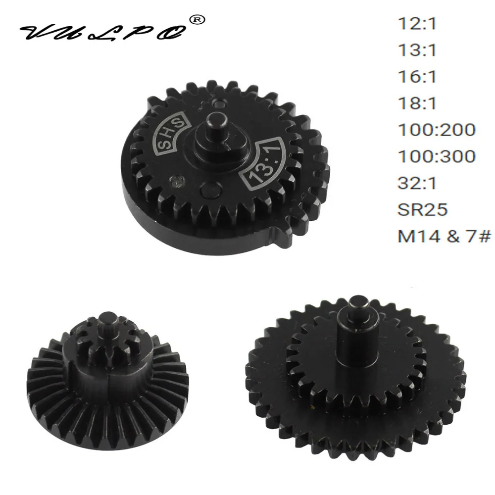 VULPO 12:1 13:1 16:1 18:1 100:200 100:300 32:1 SR25 M14 High Speed & High Torque Gear Set For Ver.2/3/7 SR25 AEG Airsoft Gearbox