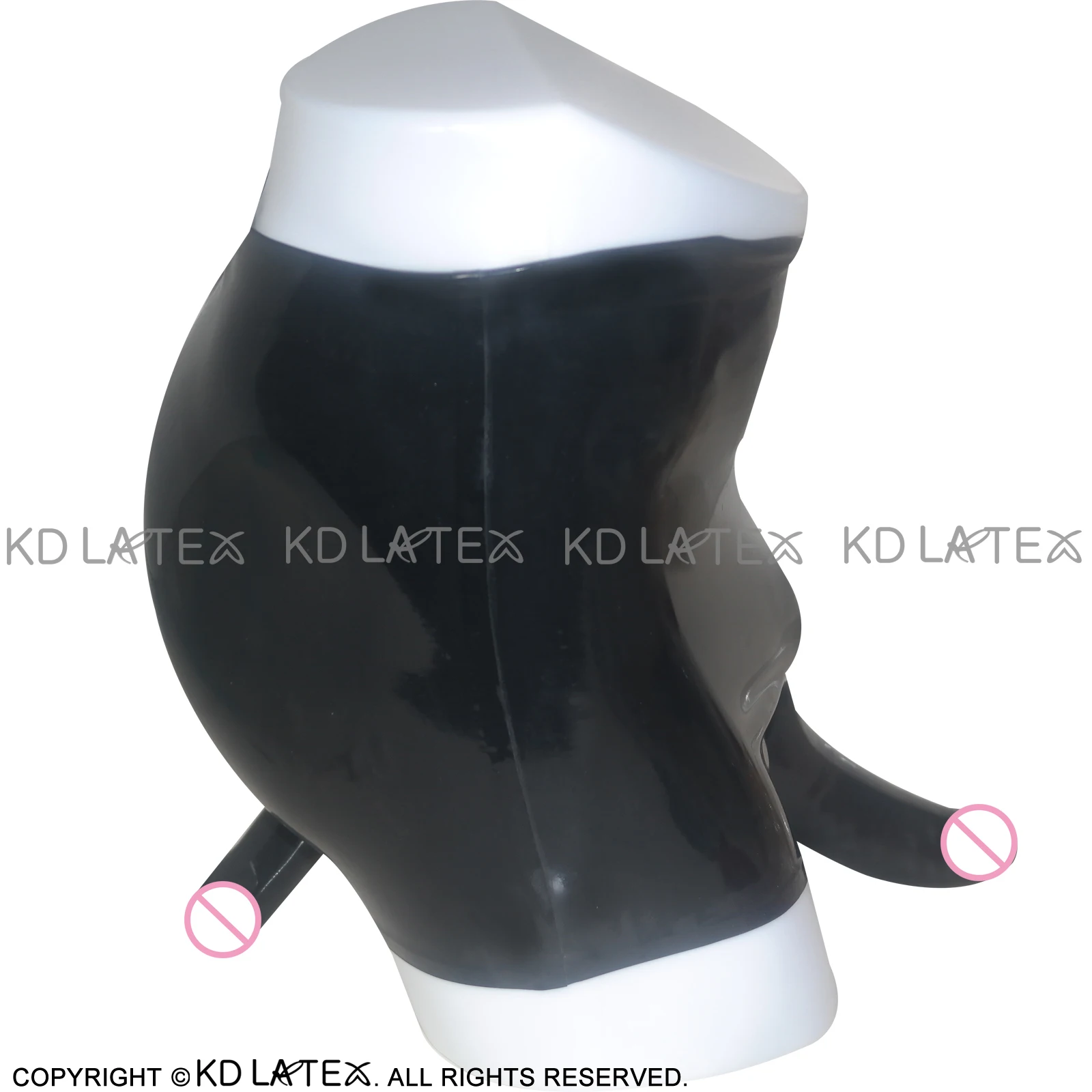 Black Mid Waist Latex Briefs With Anatomical Penis Sheath And Anal Condom Rubber Underwear Shorts Bottoms DK-0019