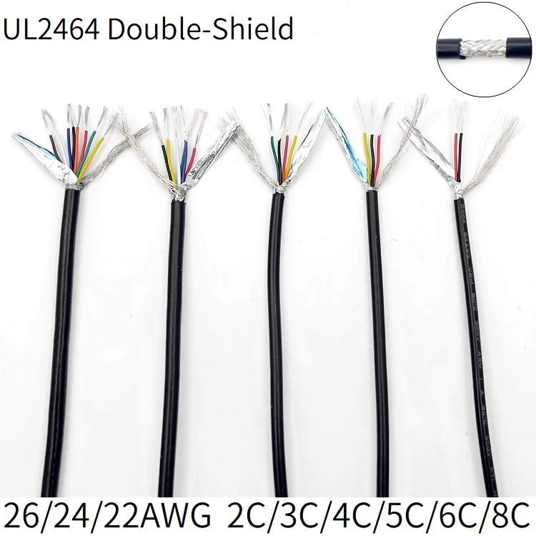 

10M Shielded Wire Cable 26AWG 24AWG 22AWG Channel Audio Line 2 3 4 5 6 8 Cores Copper Signal Control Cable Sheathed Wire UL2464