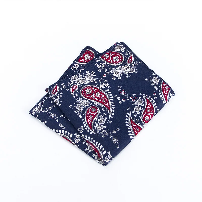 Brand New Style Men's Cotton Hankerchief Scarves Vintage Flower Hankies Men's Pocket Square Handkerchiefs Rose Flower Paisley