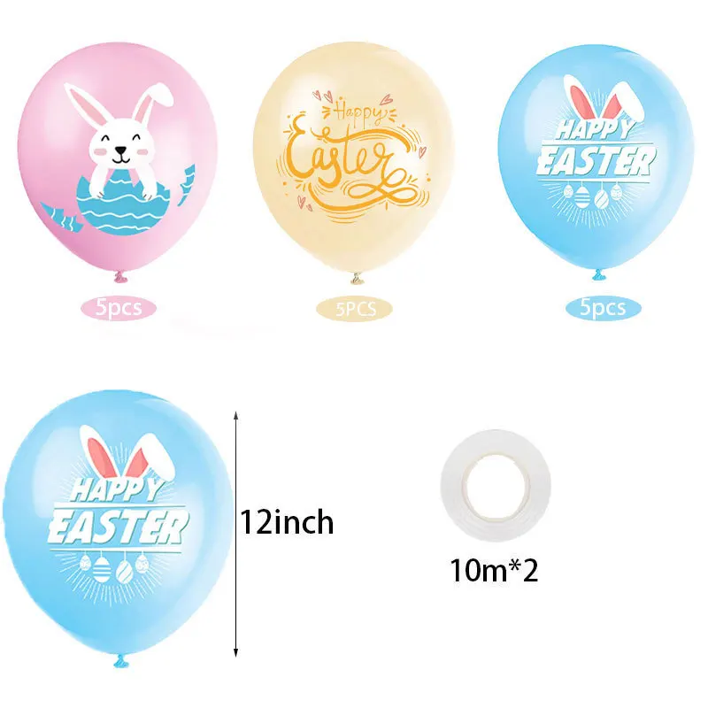 31 Stuks Easter Bunny Ballonnen Pasen Party Decoraties Diy Latex Ballonnen Cake Topper Paasei Konijn Kids Gift Home Decor