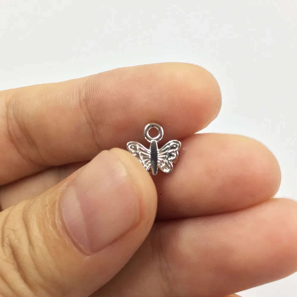 Eruifa 20pcs 9mm Mini Butterfly Wth Rhinestone Coin Zinc Alloy Necklace,Earring Bracelet Jewelry DIY Handmade 2 Colors
