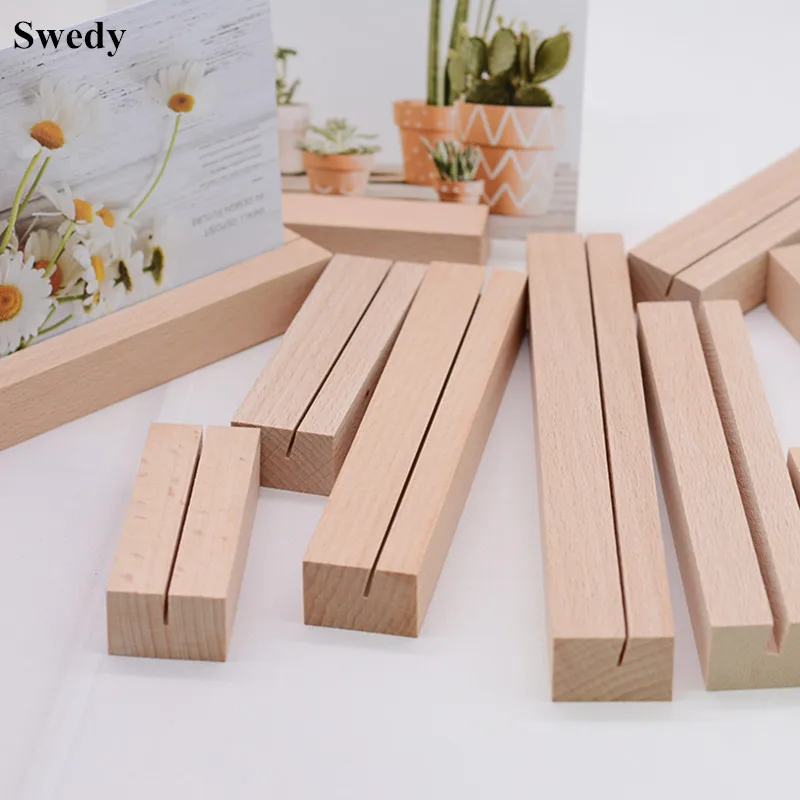 Wood Base Place Card Holder Table Number Sign Holders Display Stand Price Label Paper Holder