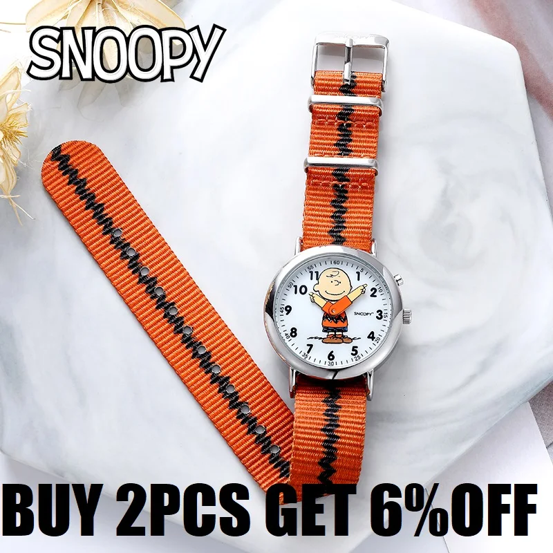 Snoopy Original Children Unisex Fashion Casual Quartz Wristwatch Cartoon Griaffiti Boy Girl Kid Youth Student Cute Gift Clock