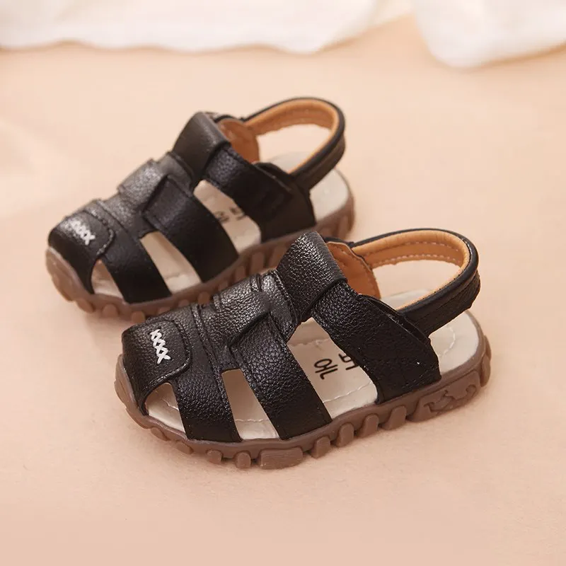 2020 Kids Beach Sandals for Boys New Summer Baby Boy Shoes Soft Leather Bottom Non-Slip Closed Toe Safty Shoes Children Sandals