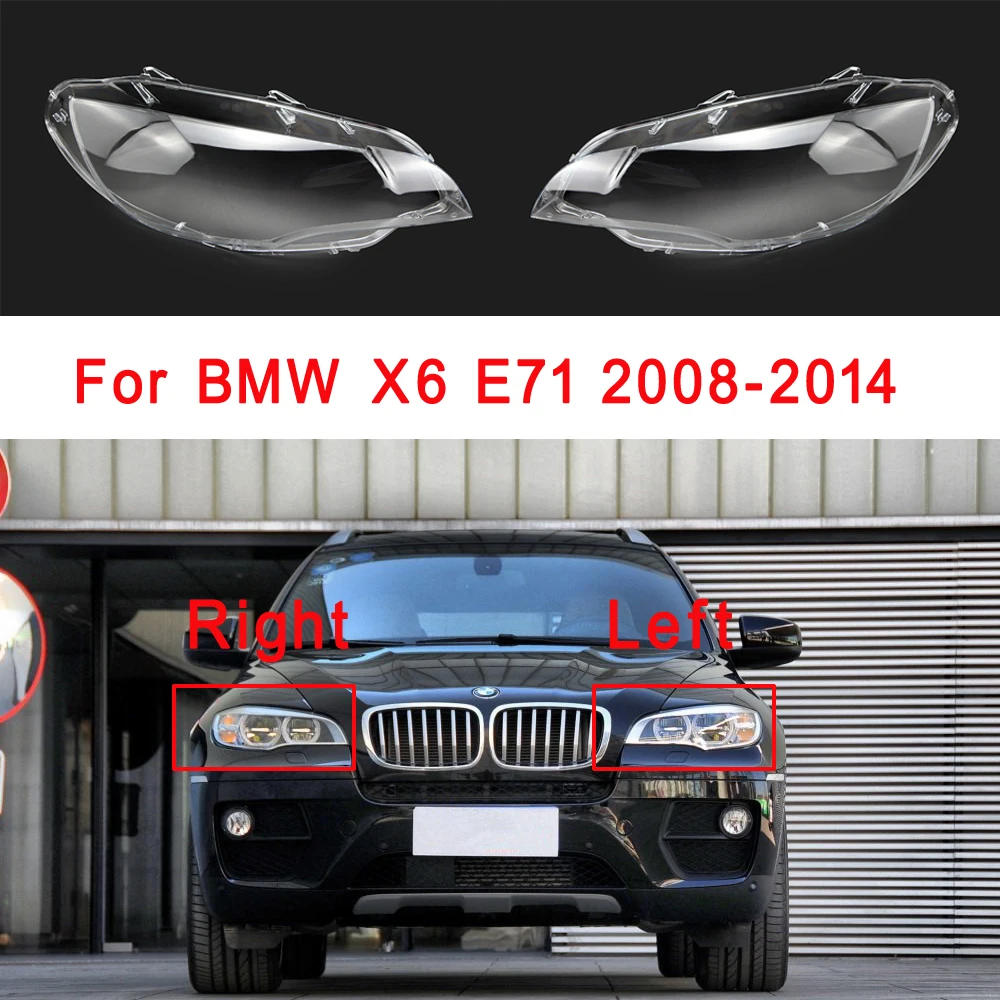 

Car Front Headlight Cover Lens Glass Headlamps Transparent Lampshad Lamp Shell Masks For BMW X6 E71 2008-2014