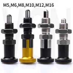 NEW! Index Plungers, Index Bolts, Aluminum Knob,With Nut. Fine Thread M5 M6 M8 M10 M12 M16 Factory Stock Fast Shipping