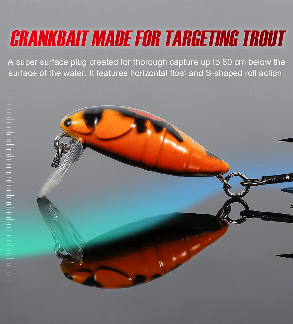 Noeby Wobbler 28 mm 2 g Mini schwimmende Minnow-Angelköder, künstliche harte Köder, kleine Kurbelwobbler für Forellen-Angelgerät – Detail 11