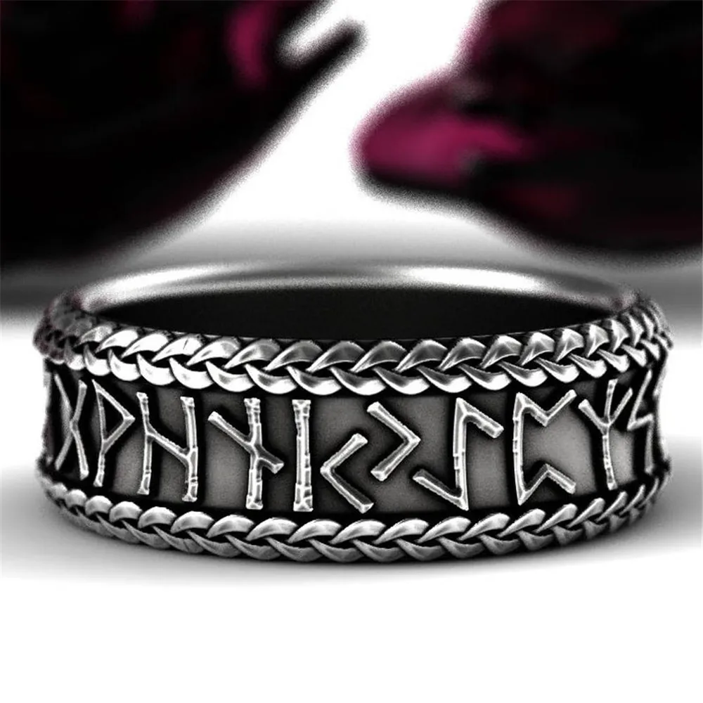 

Vintage jewelry rune ring party cool accessories unisex unique gift motorcycle ring