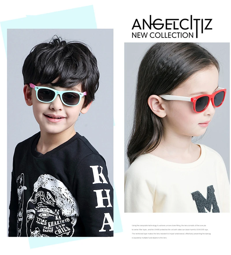 Fashoin Kinder Polarisierte Sonnenbrille Jungen Mädchen Vintage Silikon Kinder Sonnenbrille Stilvolle Safty TR90 Brillen Baby UV400 – Detail 2
