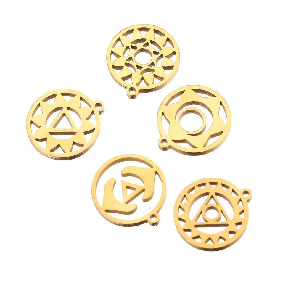 5 sztuk/partia joga lotosowa czakra DIY Charms hurtownia Tag ze stali nierdzewnej Hollow kwiat lotosu złącza biżuteria wisiorek Making — zdjęcie 7