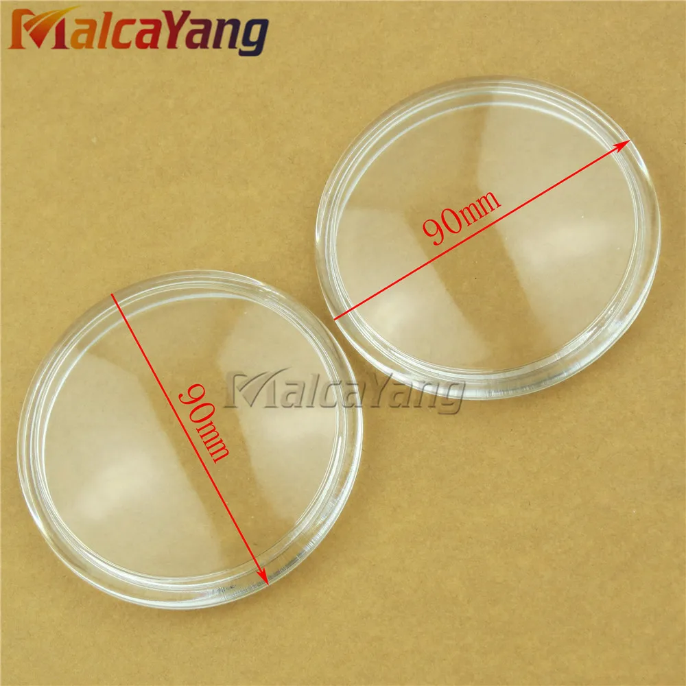 2pcs/lot Round Diameter 90mm Fog Light yellow Anti-fog Glass Tempered Glass For Mitsubishi L200 Outlander Pajero Colt Triton ASX