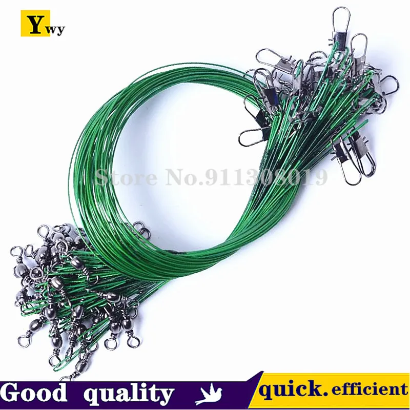 25PCS/lot  Anti Bite Steel Fishing Line Steel Wire Leader With Swivel Fishing Accessory Lead Core Leash Fishing Wire 15CM-30CM