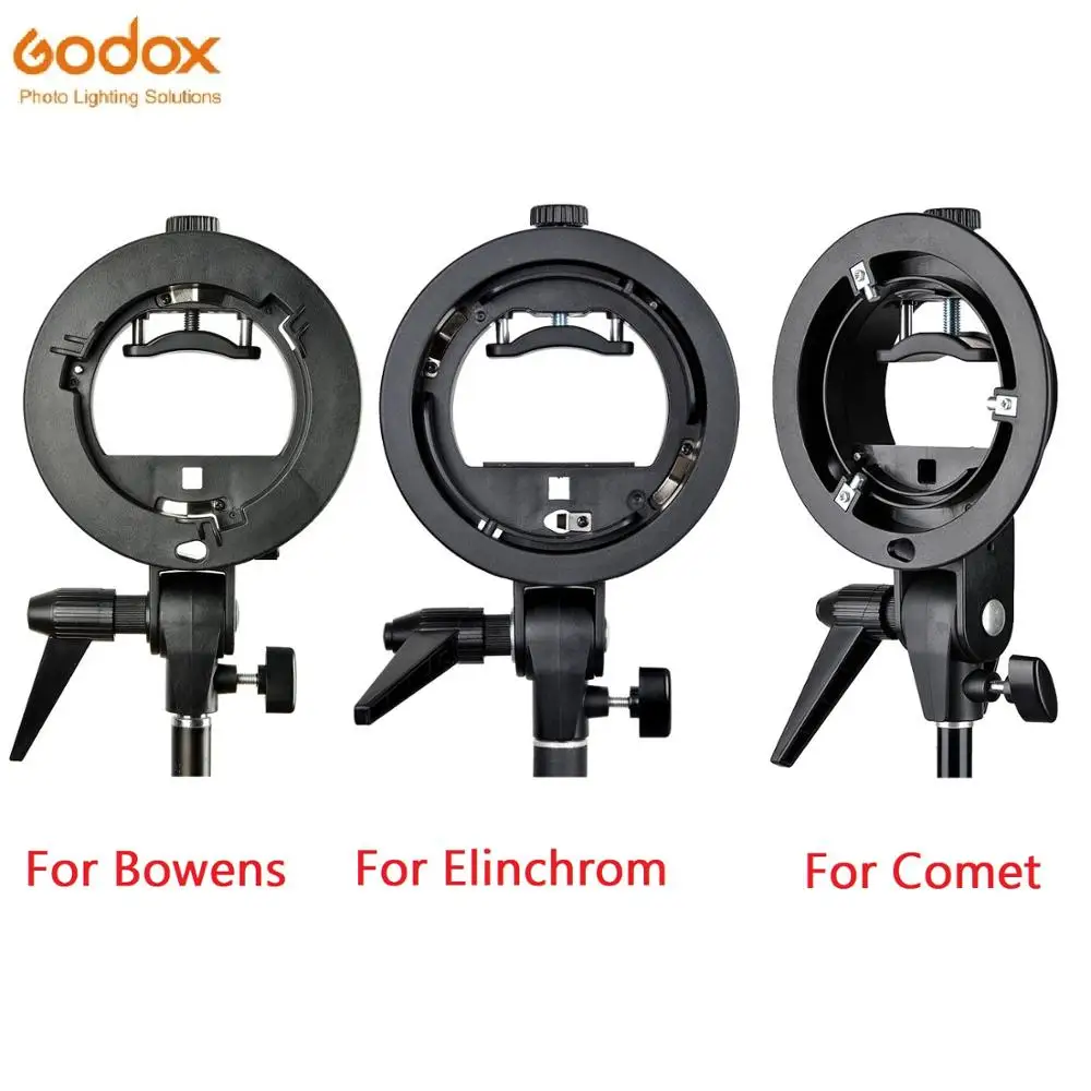 Godox S-type S-EC Speedlite Bracket Holder for Elinchrom Comet Bowens Mount for Speedlite Flash Snoot Softbox