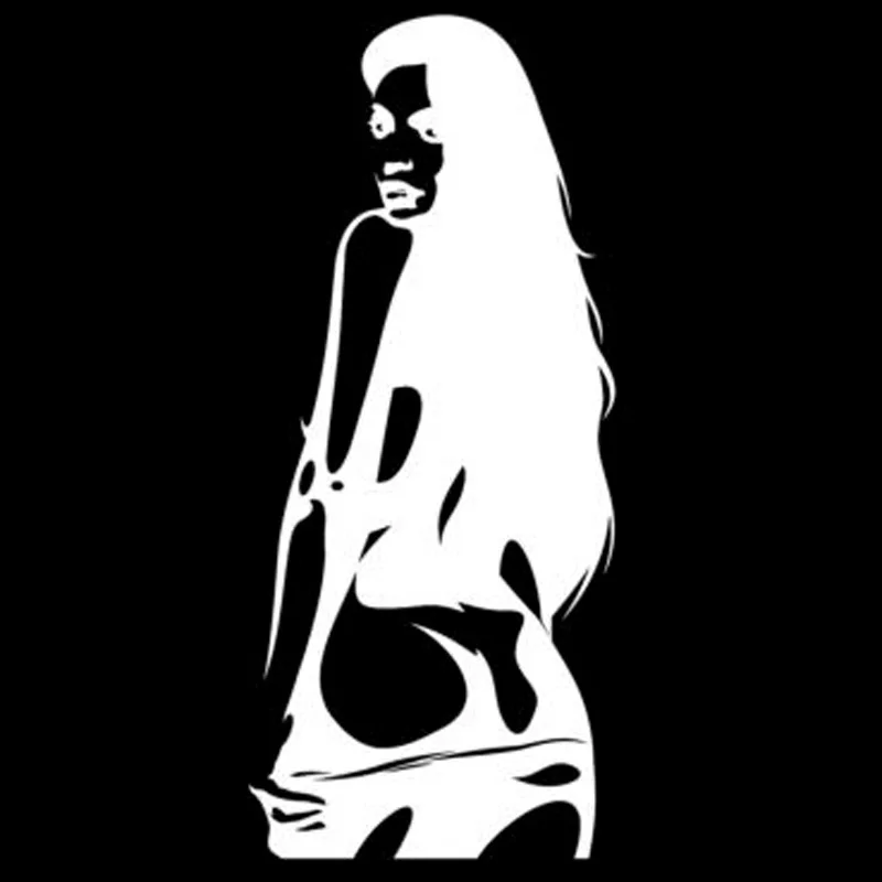 Hot Sexy Girl Decor Vinyl Car Sticker Car Styling DecorationBlack/Silver 7.7cm*17.7cm