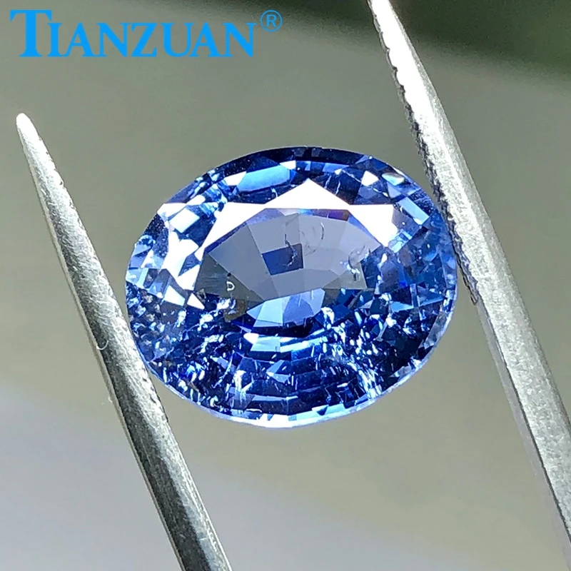 lab grown sapphire oval shape thailand cut light blue Imitating sapphire synthetic gemstone stone with inculsions loose stone