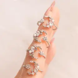 New Ins Creative Simple Star Moon Ring Vintage Exquisite Zircon Rings For Women Girls Fashion Jewelry Gift
