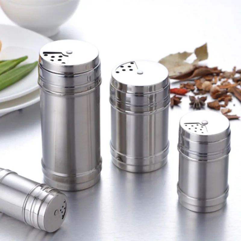 

Ahdiha 4Pcs Stainless Steel Spice Jar Seasoning Bottle Rotating Cover Salt Sugar Bottle Multi-Purpose Kitchen Gadgets