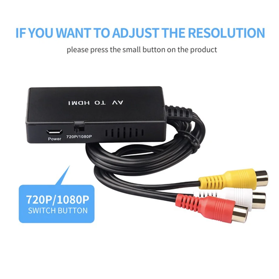 RCA to HDMI Converter, Composite to HDMI Adapter Support 1080P PAL/NTSC Compatible with PS one, PS2  PS3 STB Xbox VHS VCR DVD