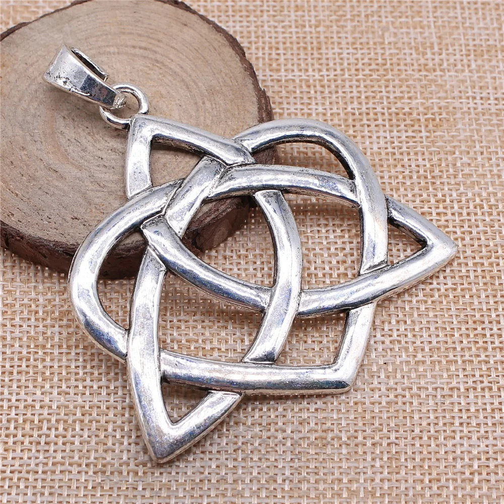 

4pcs 67x66mm antique silver Oversized heart-shaped Celtic amulet charms diy retro jewelry fit Earring keychain pendant