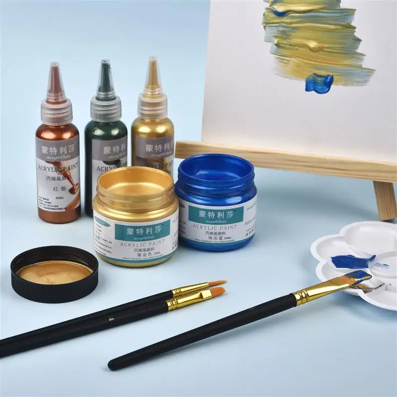 New 60ml Gold Paint Metallic Acrylic Paint,Waterproof Not Faded For Statuary Coloring DIY Hand Clothes Painted Graffiti Pigments