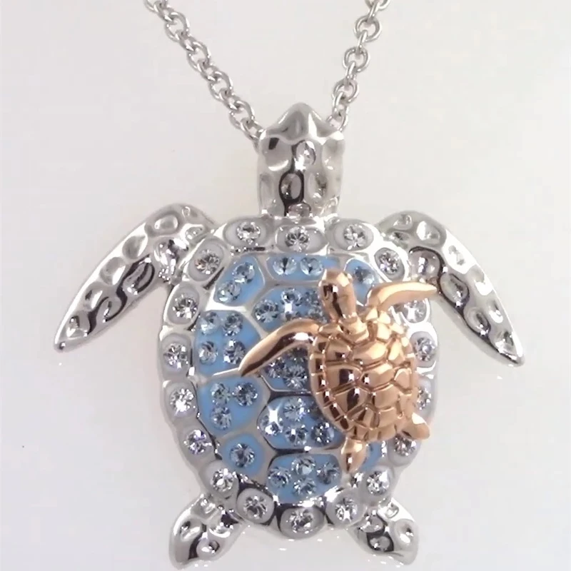 Women Necklace Sea Turtle Mother Baby Pendant BirthdayMother Day Gift Chain On The Neck Accessories