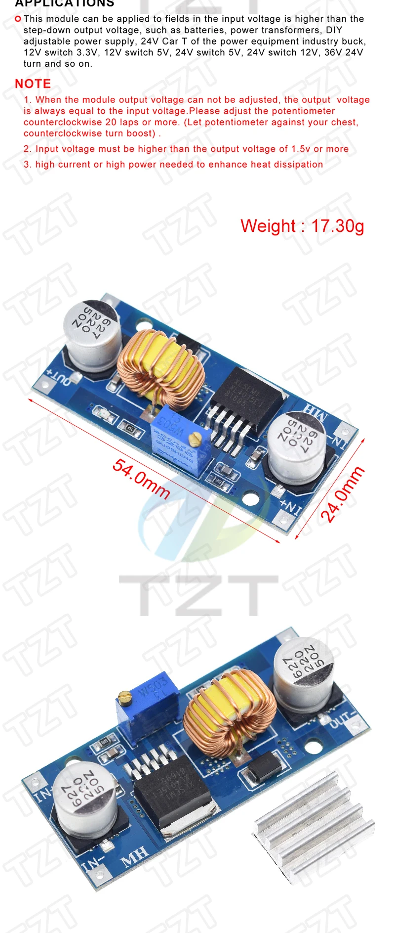 TZT 5A DC zu DC CC CV Lithium-Batterie Step down Lade Board Led Power Converter Lithium Ladegerät Step Down Modul XL4015 – Detail 9