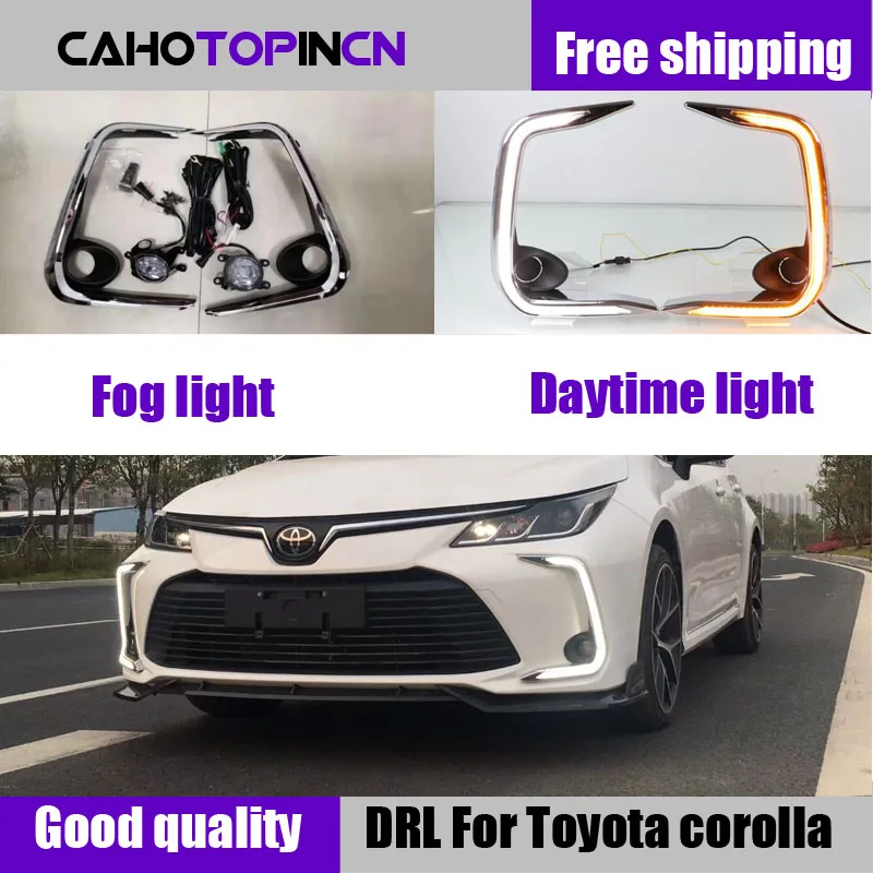 

LED Daytime Running Light For Toyota Corolla 2019 2020 Yellow Turn Signa Waterproof 12V Fog Lamp Decoration Bumper Light LED DRL