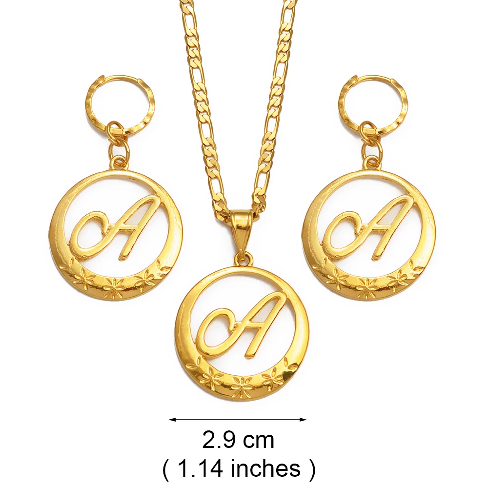 Anniyo A-Z Cursive Letters Gold Color Pendant Chain Necklaces Hawaiian Guam English Letter Jewelry Women #260406