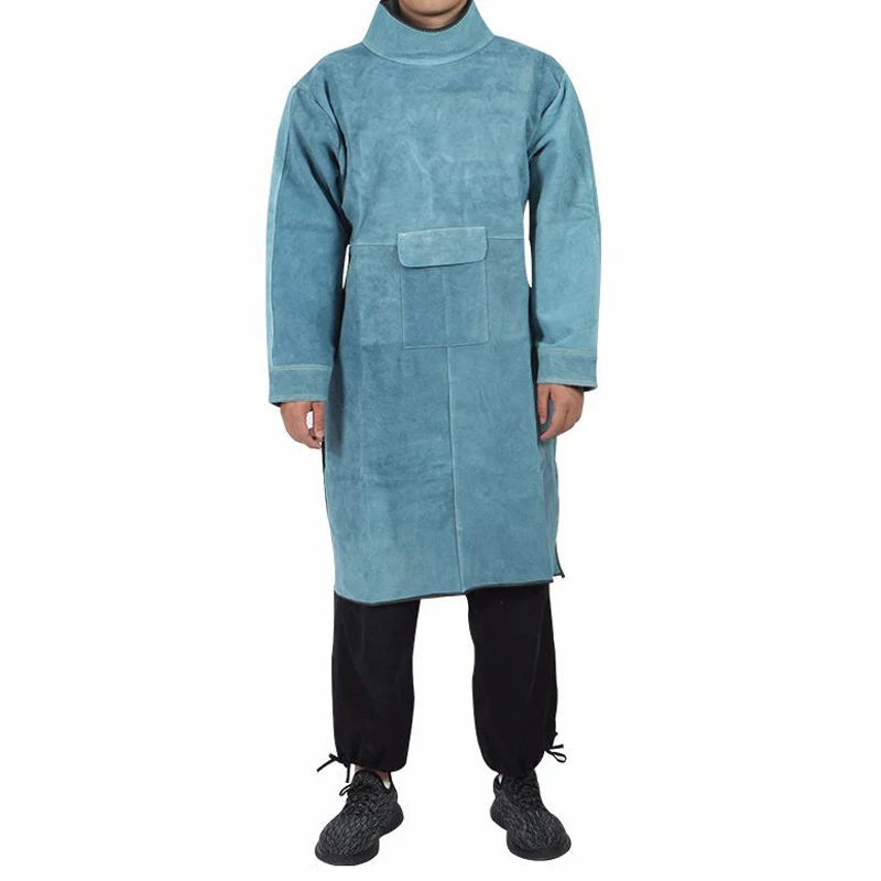 Welded Cowhide Long-Sleeved Apron Thermal Insulation And Wear-Resistant Mechanical Repair Steel Refining Work Protective Apron