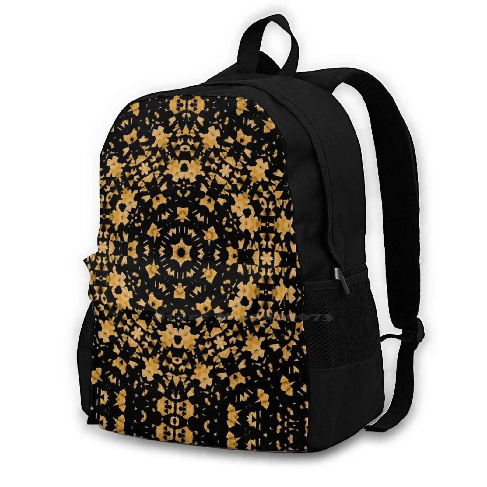 Flying Spring Golden Flower Patel Texture For Textile Print Travel Laptop Bagpack School Bags Pattern Texture Tile Gold Rug