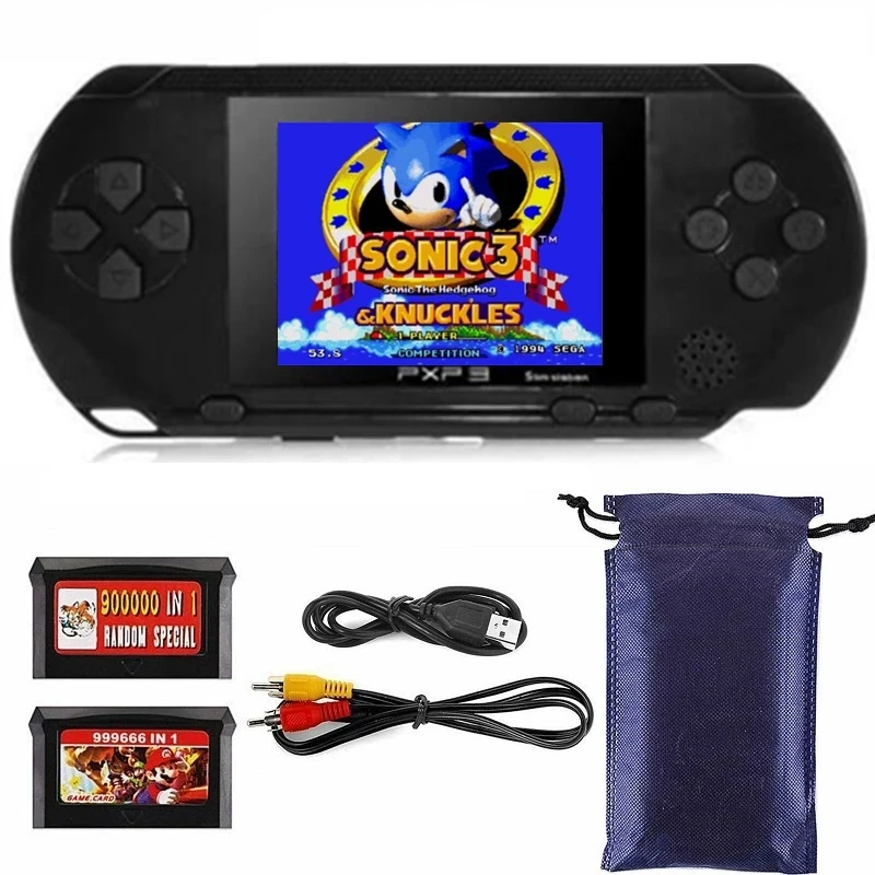 new 3 Inch 16 Bit PXP3 Handheld Game Player Video Game Console with AV Cable+2 Game Cards 150 Classic Games Child Gaming Players