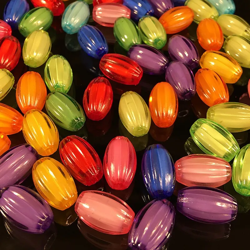 50Pcs 8*12mm Acrylic Colorful Transparent Ellipse Shape Beads in Beads For Children's Manual DIY Necklace Bracelet Accessories
