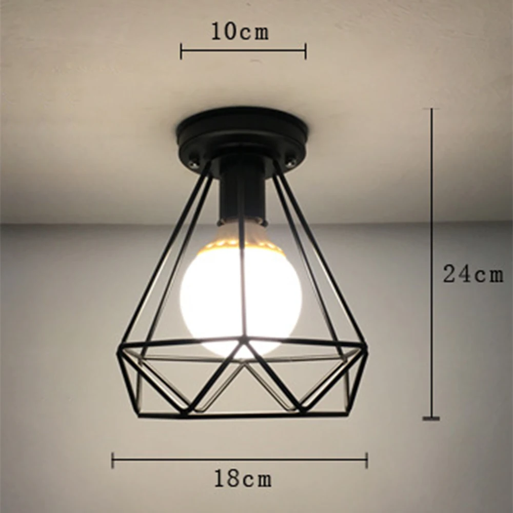 E27 Retro Iron Ceiling Light Holder 110-220V Vintage Ceiling Lamp for Indoor Bedroom  Loft Decor Fixture Pendant Lights Holder