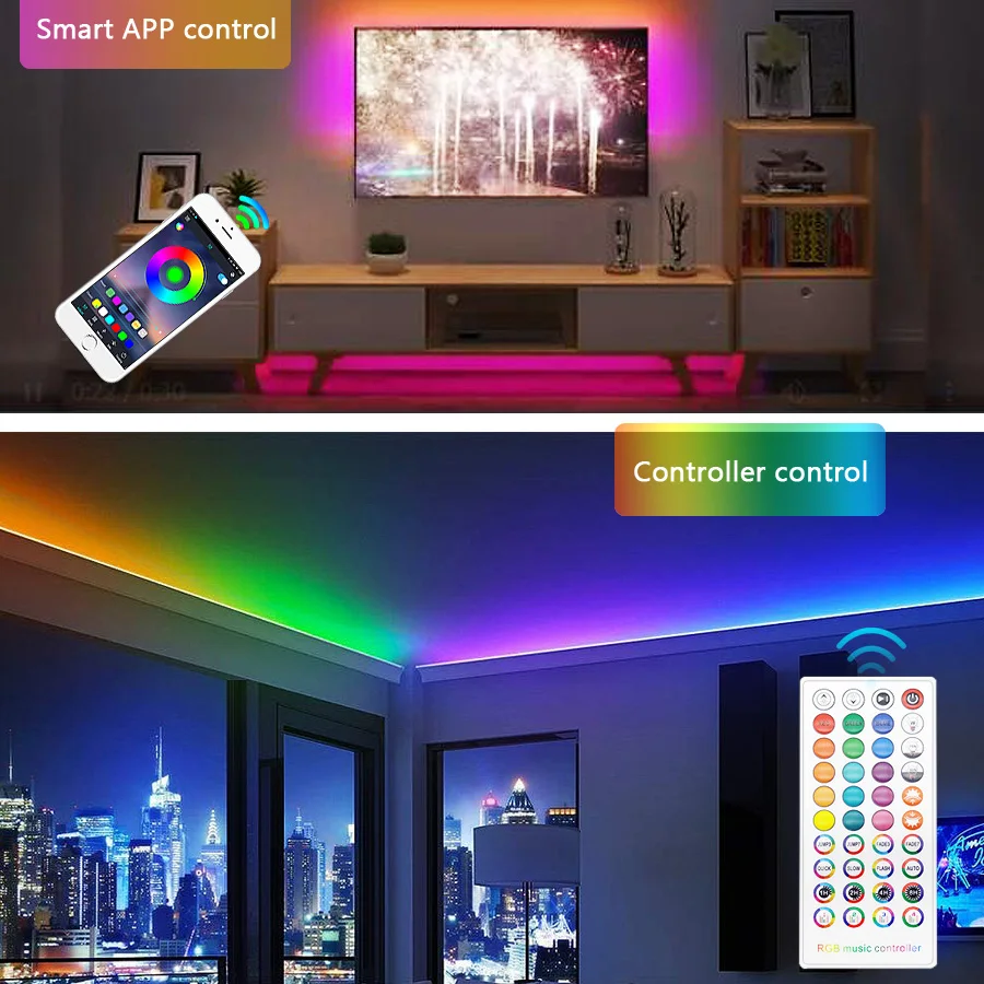 Bluetooth + muzyka 5050 taśma LED RGB SMD 2835 elastyczna wstążka Fita RGB LED Light 5M 10M 15M taśma LED DC12V kontroler WIFI