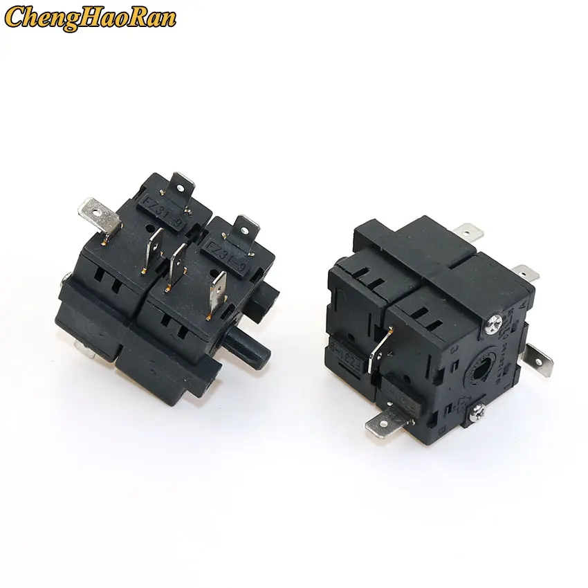 ChengHaoRan 1pcs XK2 FZ31-9 Selector Switch Cycle Gear Double-Layer 6pin 8pin 4/6/7 Position Gear Rotary Switch 16A 15A 250VAC