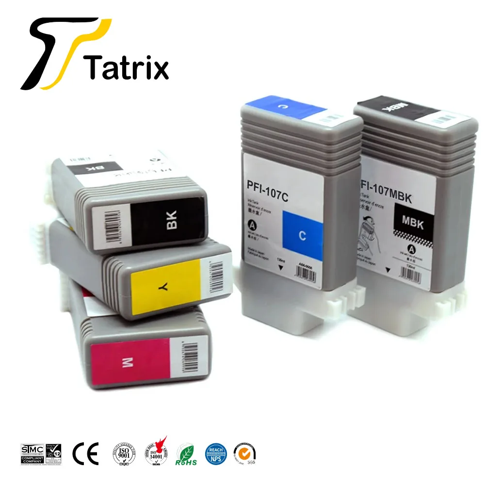 Tatrix  PFI-107 PFI107 PFI 107 Premium Color Compatible Ink Jet cartridge for canon IPF670 IPF680 IPF685 IPF780 IPF785 Printer