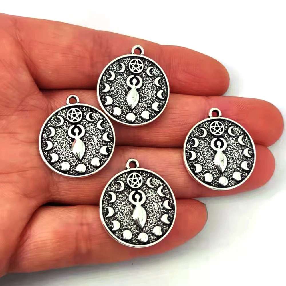 5pc Eclipse Moon goddess pagan pendant charm For DIY Women Yoga Nymph Moon Change Pendant charms Jewelry Fertility Accessories