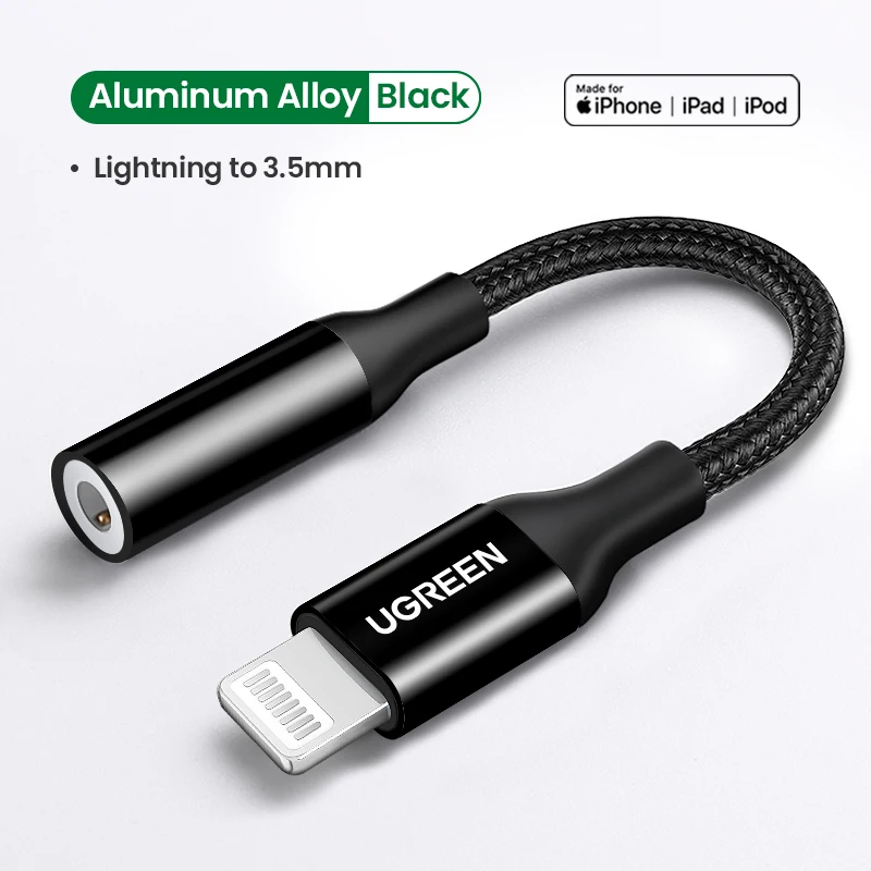 UGREEN Adapter for iPhones MFi DAC Lightning to 3.5mm Headphone 